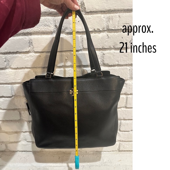 Tory Burch Ivy Side Zip Black Pebbled Leather Shoulder Tote Bag - Picture 12 of 13